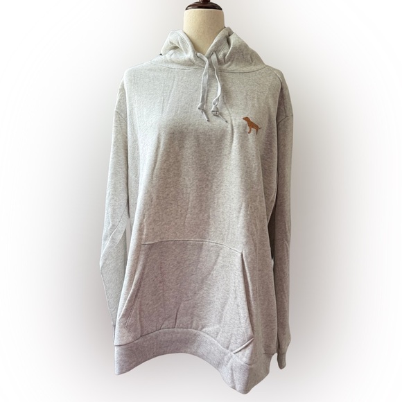 Victoria’s Secret Pink Lounge Campus Pullover Hooded Sweatshirt Grey w/Dog Logo - Picture 3 of 11